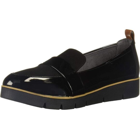 Dr. Scholls Women's Webster Black Patent Microsuede Slip On Loafer Shoes Size 10 - Picture 1 of 6